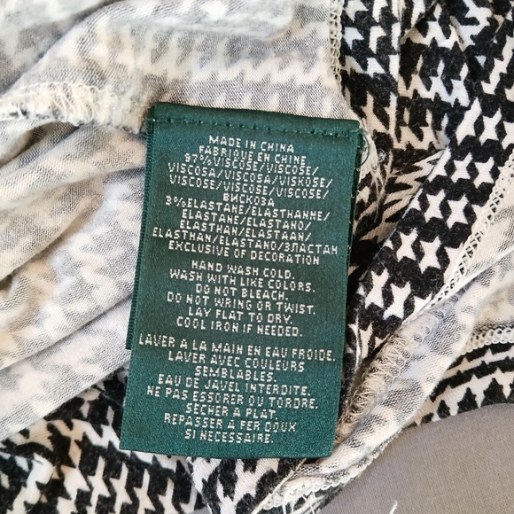 LAUREN Ralph Lauren Short-Sleeved Houndstooth Black and White Formal Top - Picture 7 of 7